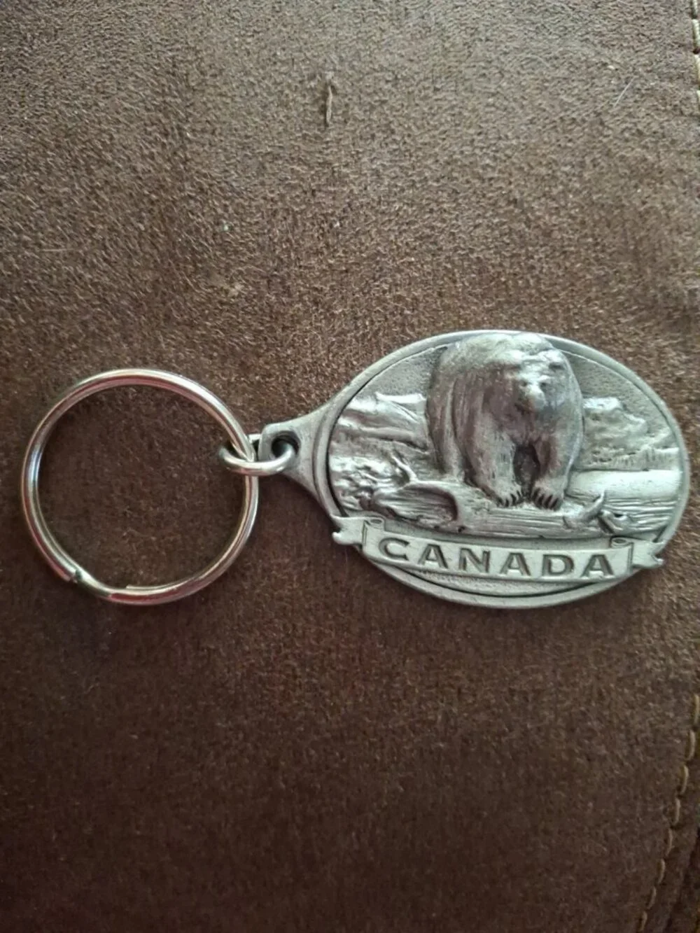 Vintage Canada Keychain Souvenir Solid Pewter 3d polar Bear CDF Signed